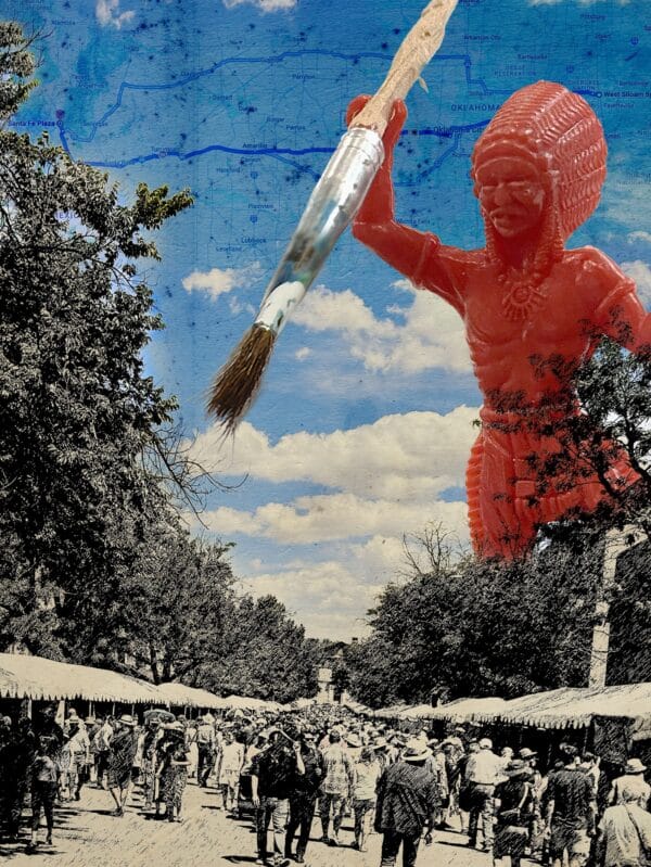 Clyde the Big Red Indian Shows at Market (14 x 11)